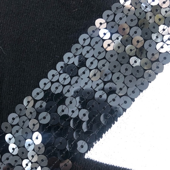 INC Macy’s holiday Sweater Top sequined Black and white color block size S - Picture 4 of 8